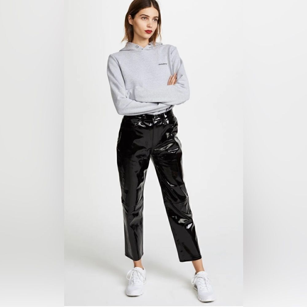 rag & bone Black Patent Leather Crop Pant Size 28 NEW with tags